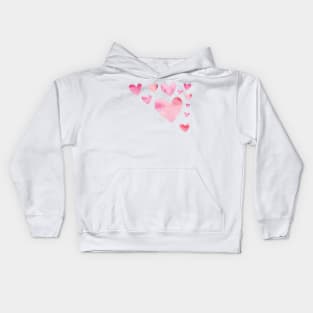 Pink Watercolor Hearts Valentines Design Kids Hoodie